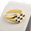 Wholesale Ring Titanium Steel Rhombus Pattern Electroplated 18K Gold