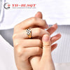 Wholesale Ring Titanium Steel Rhombus Pattern Electroplated 18K Gold