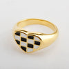 Wholesale Ring Titanium Steel Rhombus Pattern Electroplated 18K Gold