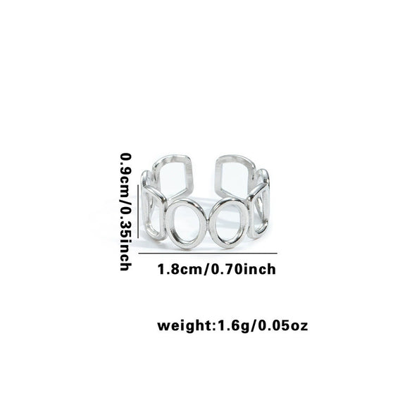 Wholesale Ring Titanium Steel Snakeshaped Interwoven Heart Shape Flower Leaves Letters Numbers Text Electroplated Retro Unisex