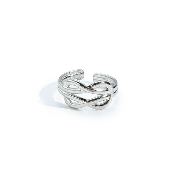 Wholesale Ring Titanium Steel Snakeshaped Interwoven Heart Shape Flower Leaves Letters Numbers Text Electroplated Retro Unisex