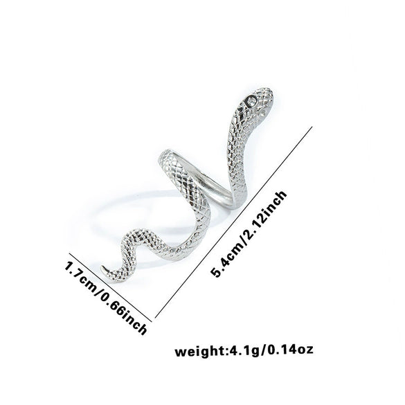 Wholesale Ring Titanium Steel Snakeshaped Interwoven Heart Shape Flower Leaves Letters Numbers Text Electroplated Retro Unisex