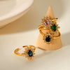 Wholesale Ring Titanium Steel Zircon Geometric Open Jewelry Electroplated