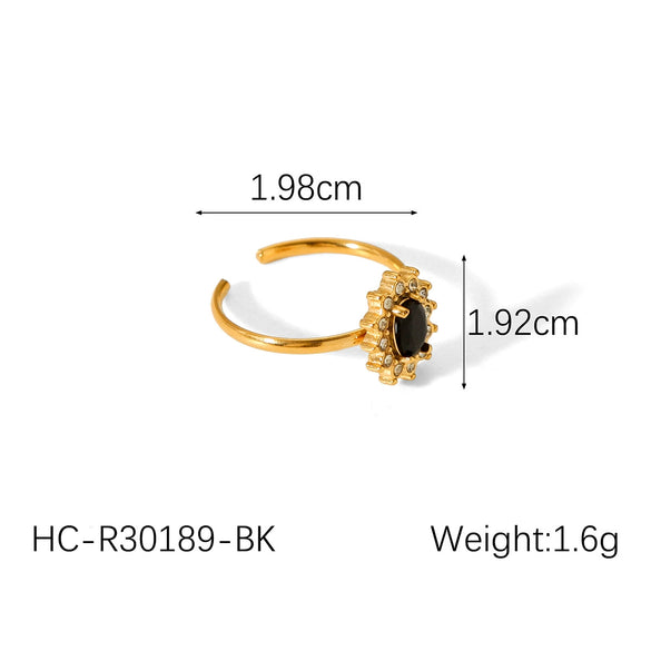 Wholesale Ring Titanium Steel Zircon Geometric Open Jewelry Electroplated