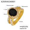 Wholesale Ring 316L Stainless Steel Zircon Rhinestone Geometric Electroplated Oval For Women