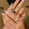 Wholesale Ring 316L Stainless Steel Zircon Rhinestone Geometric Electroplated Oval For Women