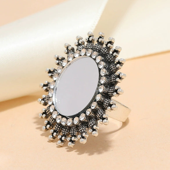 Wholesale Ring Zinc Alloy Geometric Electroplating Fashion Simple Trend Retro Personality Exaggerated Creative Opening Adjustable Unisex