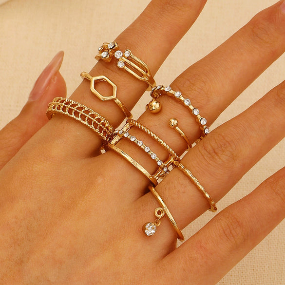 Wholesale Ring Zinc Alloy Geometric Old Style Women's Multijoint Love Ring Set