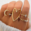 Wholesale Ring Zinc Alloy Geometric Retro Diamond Star Moon Love Hollow Triangle For Women