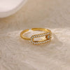 Wholesale Ring Zircon 18K Gold Plated Leaf Pattern Electroplating For Women