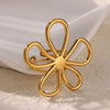 Wholesale Ring Zircon 18K Gold Plated Leaf Pattern Electroplating For Women