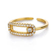Wholesale Ring Zircon 18K Gold Plated Leaf Pattern Electroplating For Women