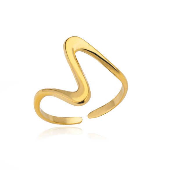 Wholesale Ring Zircon 18K Gold Plated Leaf Pattern Electroplating For Women