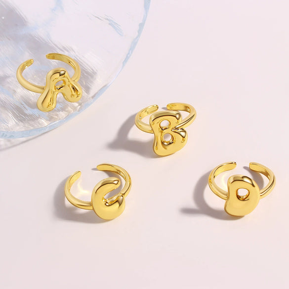 Wholesale Rings Copper Electroplated With English Letters Trendy Unisex Open Rings