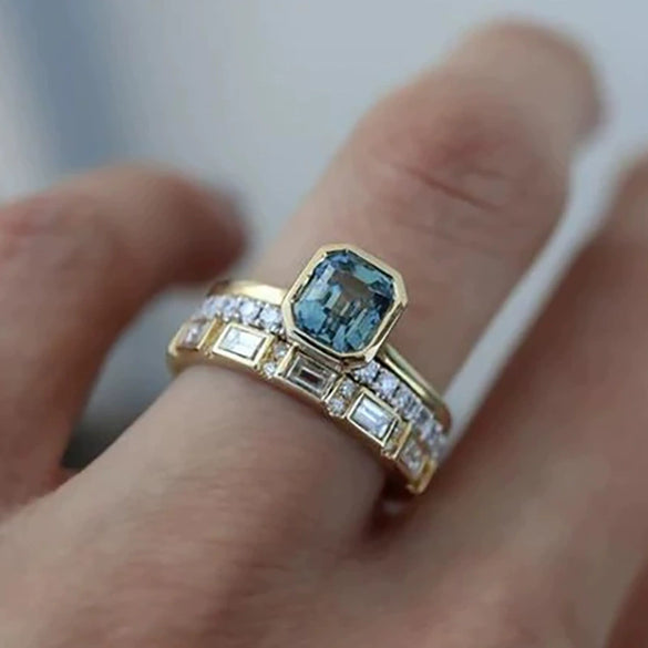 Wholesale Rings Copper Geometric Inlaid Zircon Elegant Couple Style