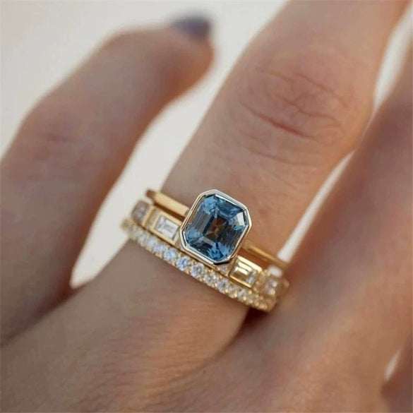 Wholesale Rings Copper Geometric Inlaid Zircon Elegant Couple Style