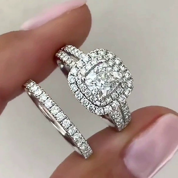 Wholesale Rings Copper Geometric Minimalist Style Inlaid Zircon Women's Engagement Rings