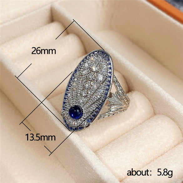 Wholesale Rings Copper Geometric Style Royal Blue Zircon