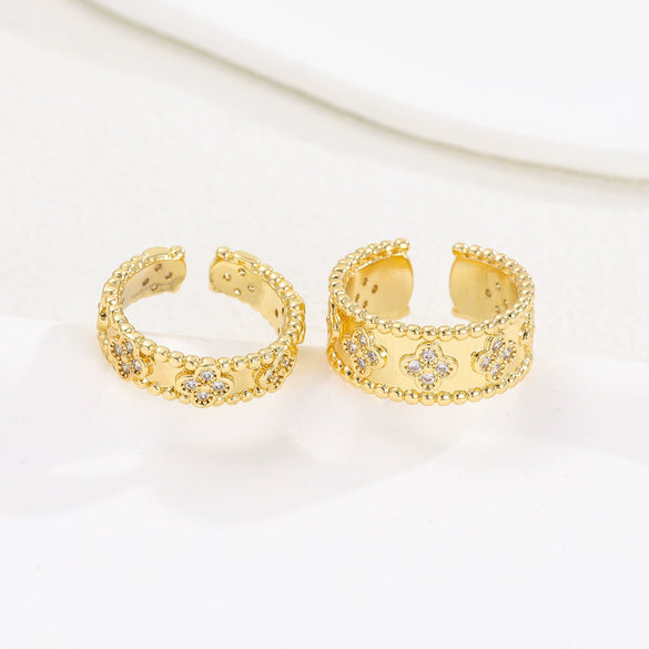 Wholesale Rings Copper Inlaid With Zircon Geometric Personality Couple Style
