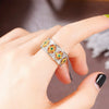 Wholesale Rings Retro Palace Style Twotone Copper Flower Hollow Lace Inlaid Zircon Star And Moon Design For Women