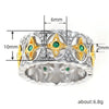 Wholesale Rings Retro Palace Style Twotone Copper Flower Hollow Lace Inlaid Zircon Star And Moon Design For Women