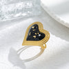 Wholesale Rings Stainless Steel Electroplated Heart Shape Blackwhite Oil Drop