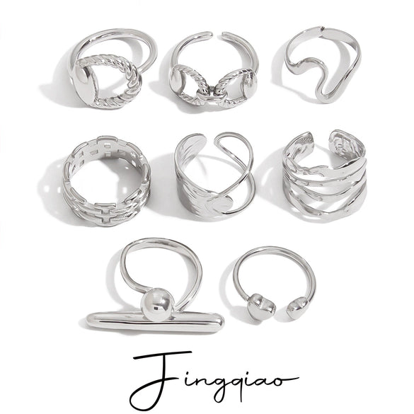 Wholesale Rings Stainless Steel Geometric Style Electroplating Jewelry