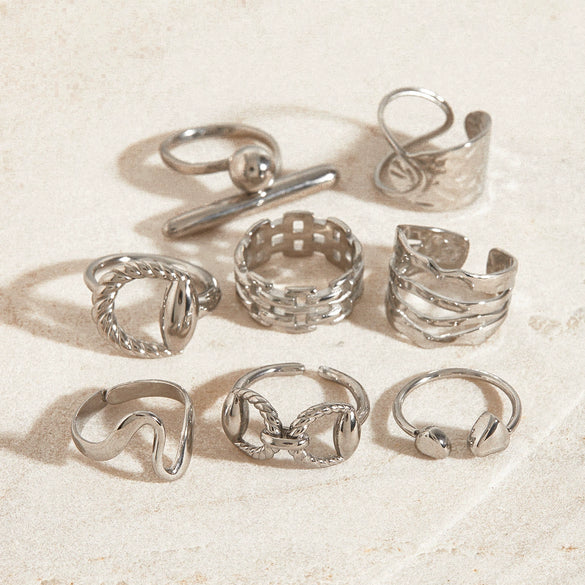 Wholesale Rings Stainless Steel Geometric Style Electroplating Jewelry