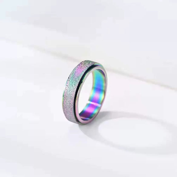 Wholesale Rings Stainless Steel Pearl Sand Rotating Rotatable Fashion Unisex Electroplated With Letters Numbers Text