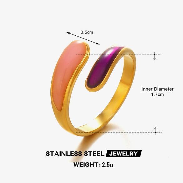 Wholesale Rings Stainless Steel Resin Geometric Electroplating Hiphop Retro Style For Women