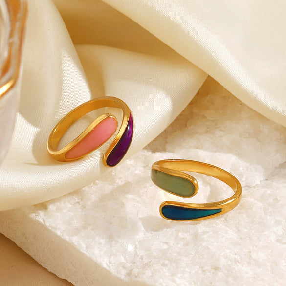 Wholesale Rings Stainless Steel Resin Geometric Electroplating Hiphop Retro Style For Women