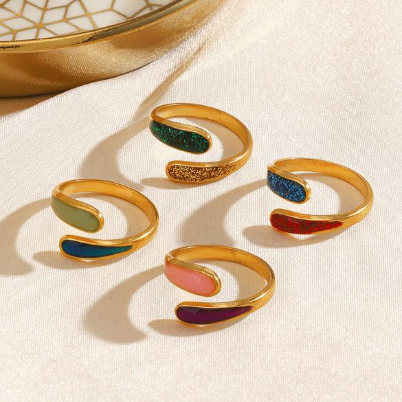 Wholesale Rings Stainless Steel Resin Geometric Electroplating Hiphop Retro Style For Women