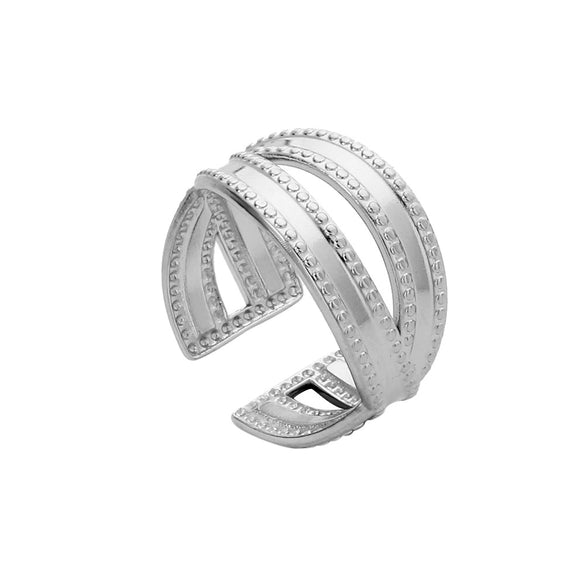Wholesale Rings Titanium Steel Geometric Hollow Out Electroplated For Women