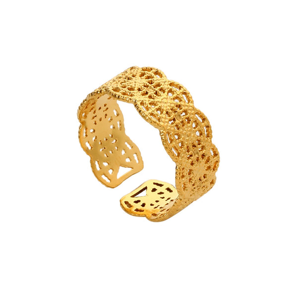 Wholesale Rings Titanium Steel Geometric Hollow Out Electroplated For Women
