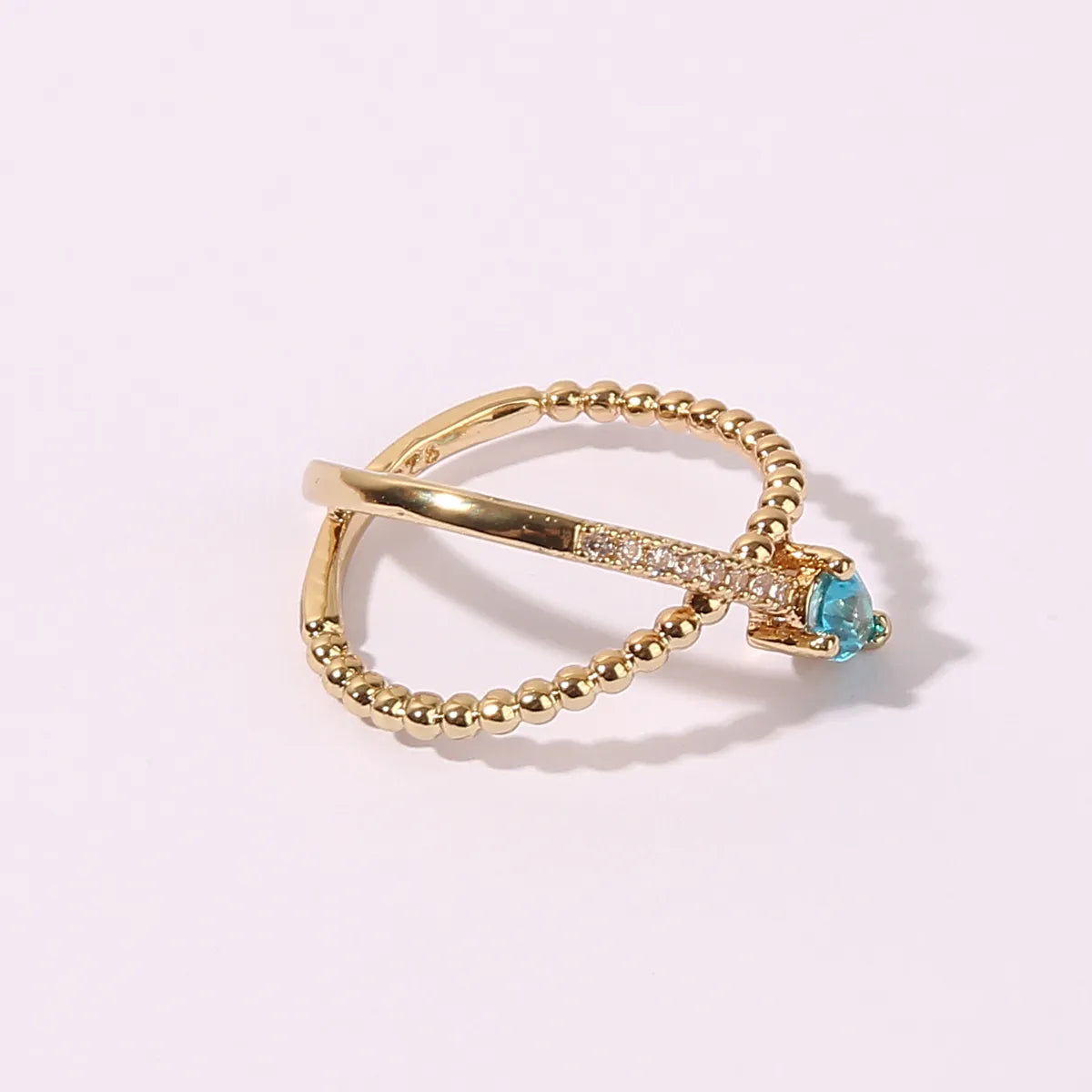 Wholesale Romantic Sweet Shiny Water Droplets Arrow Copper Inlay Gold Plated Zircon Rings