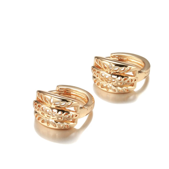 Wholesale Rose Gold Earrings For Women Simple And Personalized Hollow Flower Design Copper Material Geometric Pattern