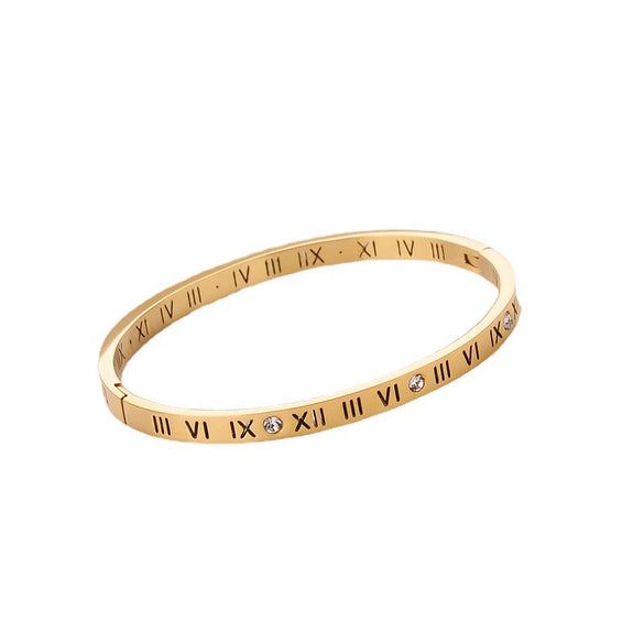 Wholesale Rose Gold Titanium Steel Women's Bracelet With Hollow Roman Numeral Diamond Buckle And Electroplating Treatment