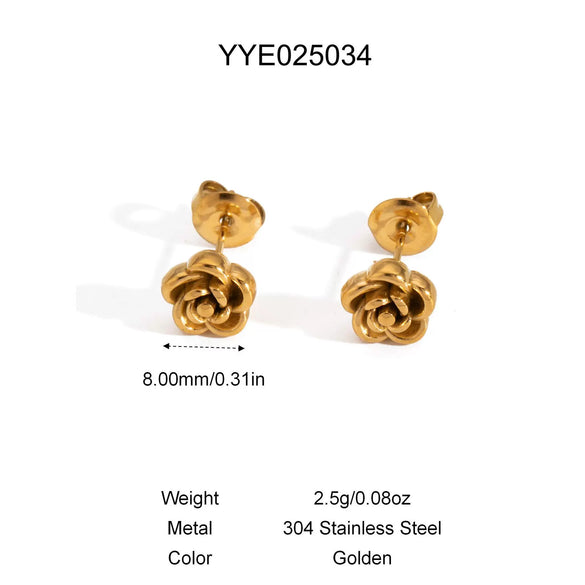 Wholesale Rose Pendant Necklace Earrings Ring Set In Stainless Steel With Minimalist Style And Pvd Furnace Vacuum Real Gold Plating For Women