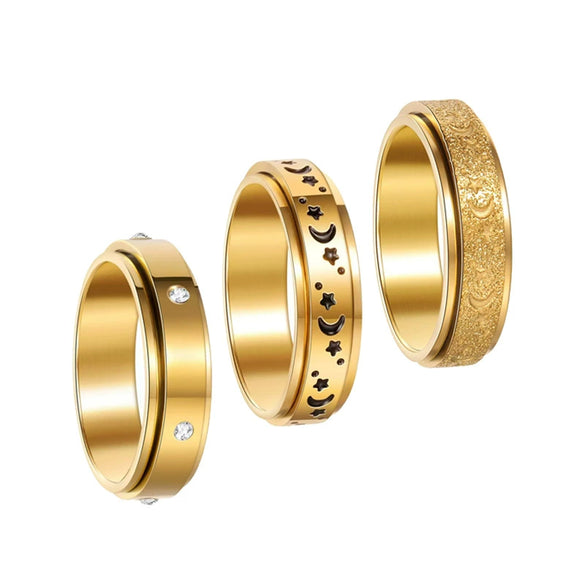 Wholesale Rotatable Antianxiety Decompression Ring Titanium Steel 18K Gold Plated Frosted Unisex Women