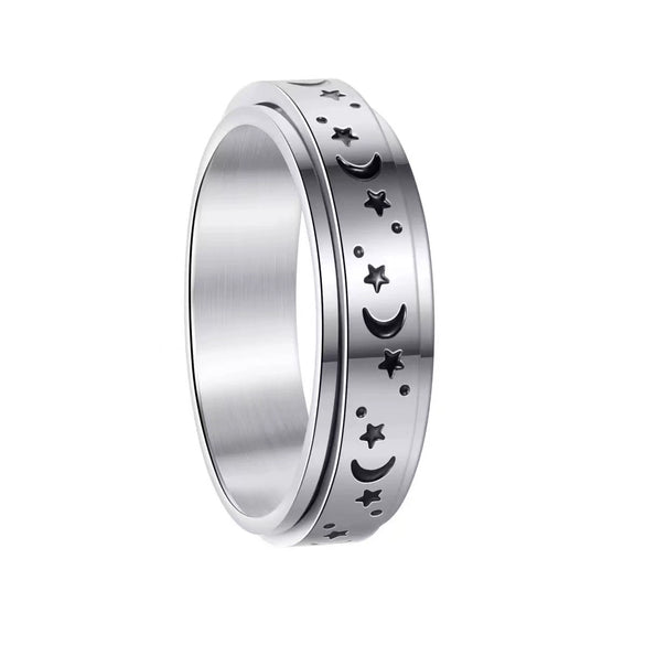 Wholesale Rotatable Antianxiety Decompression Ring Titanium Steel 18K Gold Plated Frosted Unisex Women