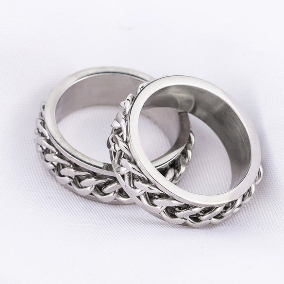 Wholesale Rotatable Chain Ring Bottle In Titanium And Stainless Steel With Geometric Design For Unisex