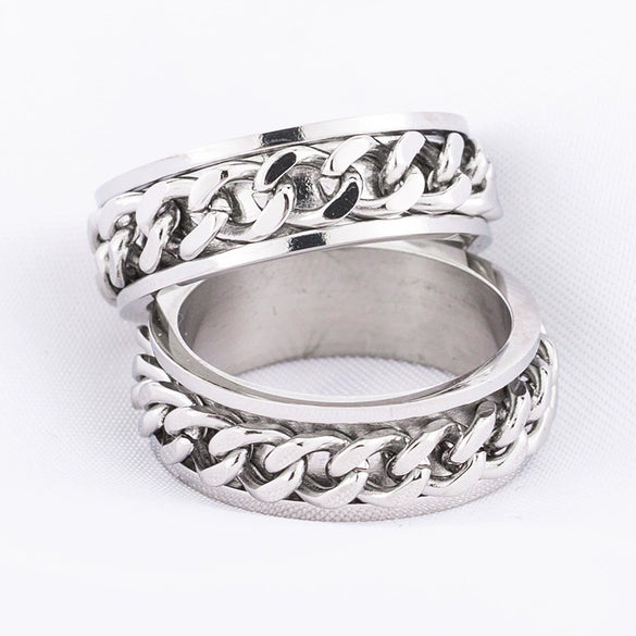 Wholesale Rotatable Chain Ring Bottle In Titanium And Stainless Steel With Geometric Design For Unisex