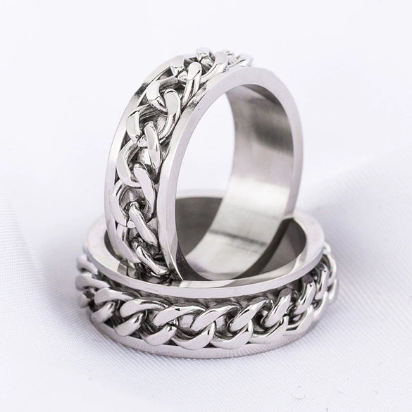 Wholesale Rotatable Chain Ring Bottle In Titanium And Stainless Steel With Geometric Design For Unisex