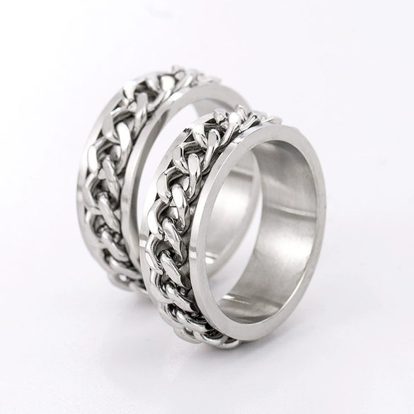 Wholesale Rotatable Chain Ring Bottle In Titanium And Stainless Steel With Geometric Design For Unisex