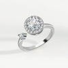 Wholesale Rotatable Open Antianxiety Decompression Micro Inlaid Zircon Women's Ring S925 Sterling Silver Geometric Electroplated