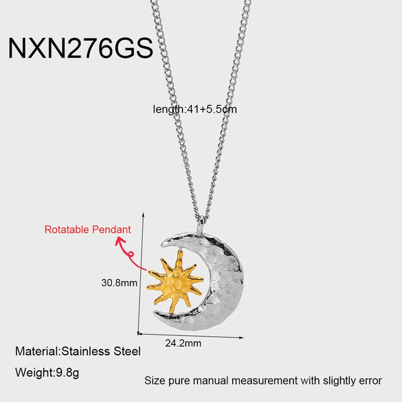 Wholesale Rotatable Pendant Necklace For Women Stainless Steel 18K Gold Plated Star Geometric Style