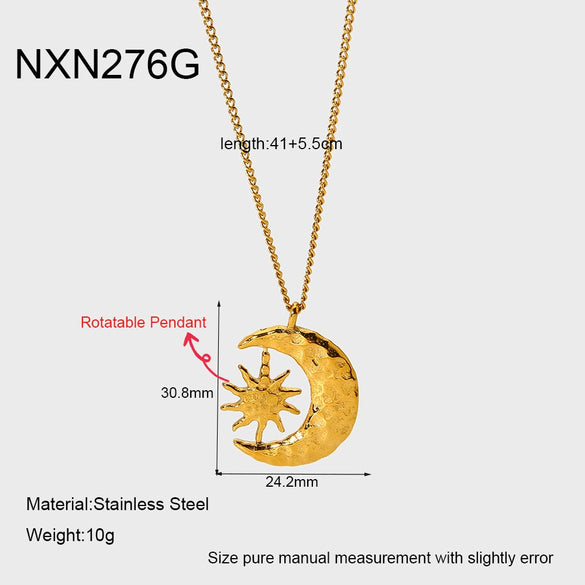 Wholesale Rotatable Pendant Necklace For Women Stainless Steel 18K Gold Plated Star Geometric Style