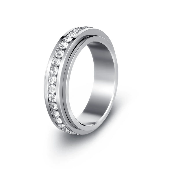 Wholesale Rotating Jewelry Geometric Stainless Steel Ring Polish Style For Women