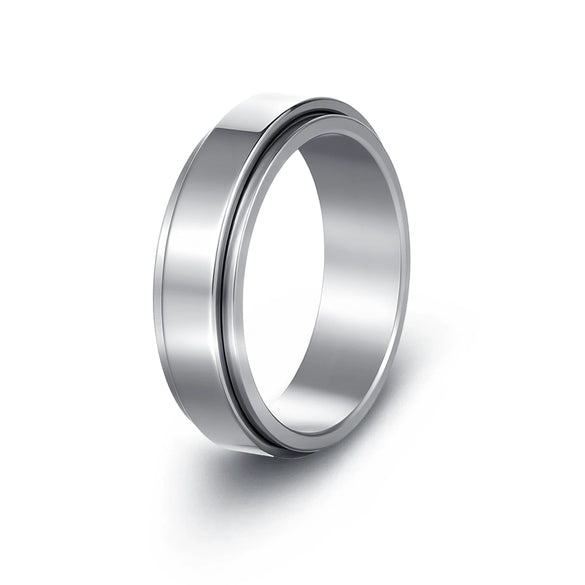 Wholesale Rotating Jewelry Geometric Stainless Steel Ring Polish Style For Women