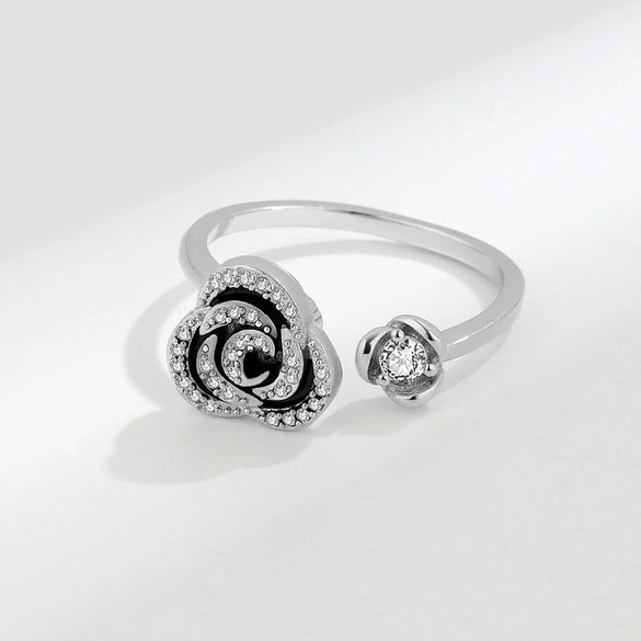 Wholesale Rotating Open Ring For Women Copper Electroplating Rose Flower Design